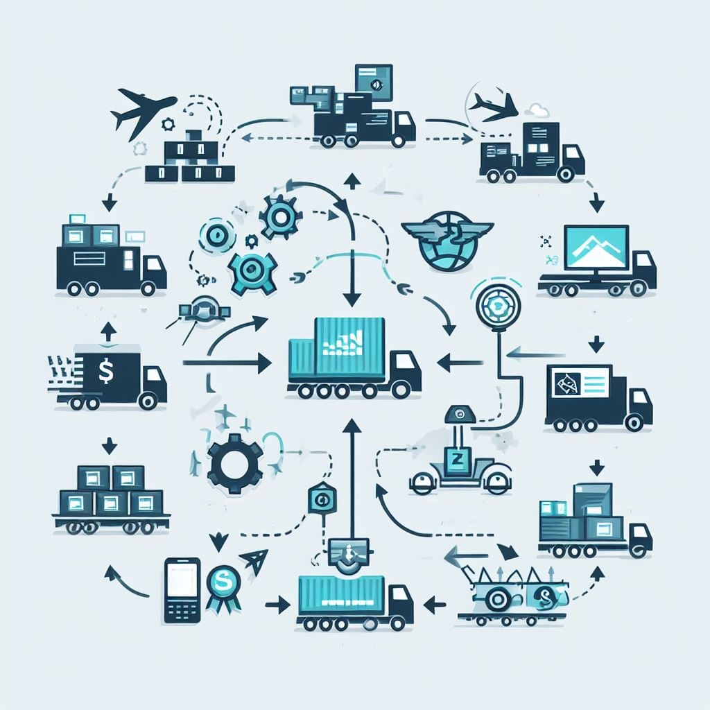 A diagram showing connections between various forms of ground transportation in the world of logistics.