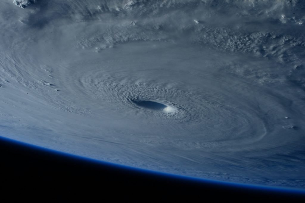 An image of a hurricane as seen from space