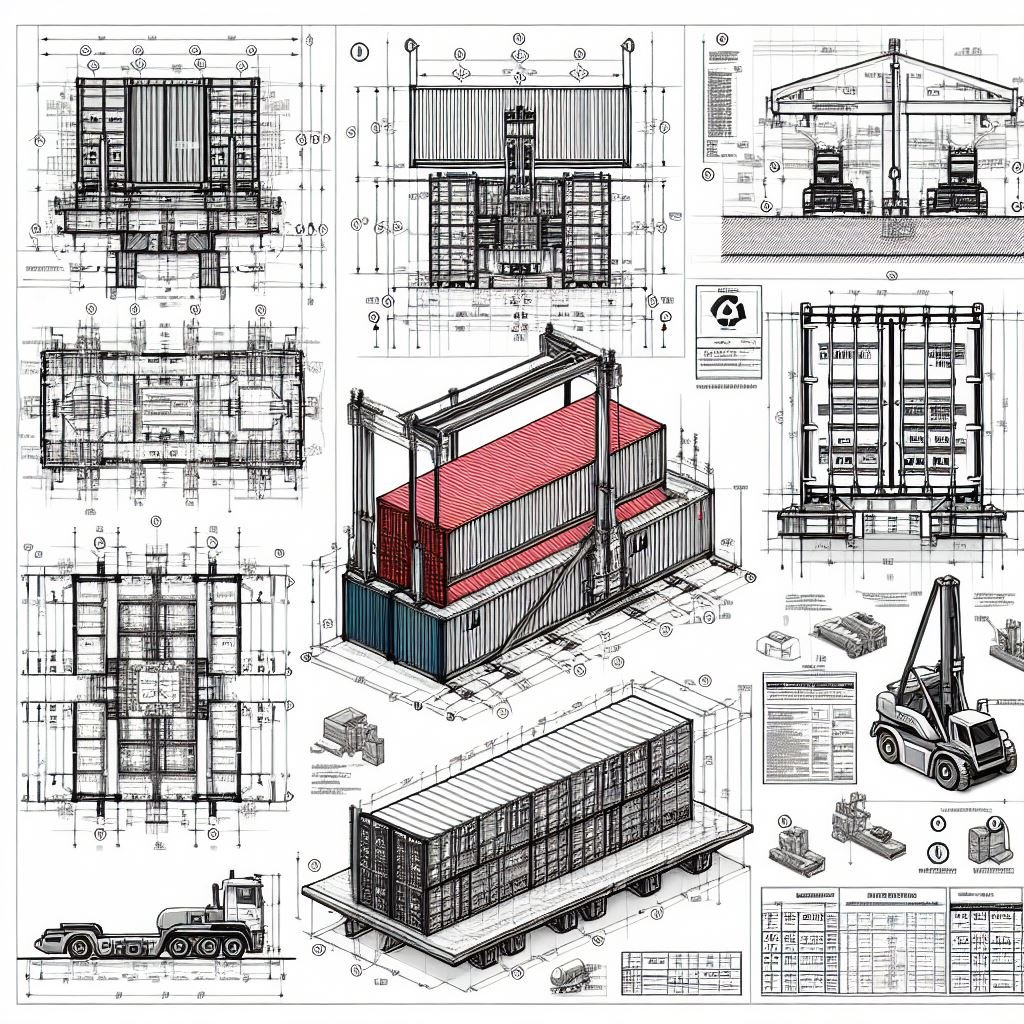 A diagram showing various measurements related to a multimodal shipping container.